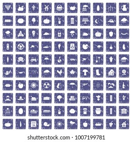 100 pumpkin icons set in grunge style sapphire color isolated on white background vector illustration