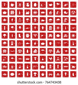 100 pumpkin icons set in grunge style red color isolated on white background vector illustration