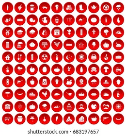 100 pumpkin icons set in red circle isolated on white vector illustration