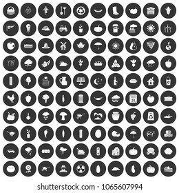 100 pumpkin icons set in simple style white on black circle color isolated on white background vector illustration