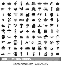 100 pumpkin icons set in simple style for any design vector illustration