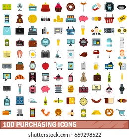 100 purchasing icons set in flat style for any design vector illustration