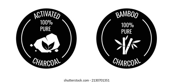 100% pure activated charcoal icon vector illustration 
