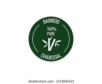 100% Pure Bamboo Charcoal Icon Vector Illustration