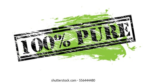 100% pure black and green vector stamp on white background
