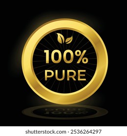 100% puro dourado natural produto etiqueta Vetor 
