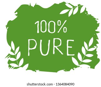 100 Pure label and high quality product badges. Bio healthy Eco food organic, bio and natural product icon. Emblems for cafe, packaging etc. Vector