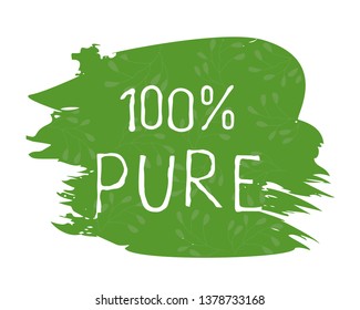 100 Pure label and high quality product badges. Bio healthy Eco food organic, bio and natural product icon. Emblems for cafe, packaging etc. Vector