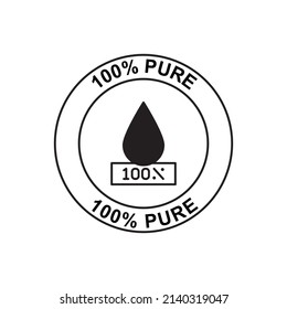 100% Pure Label icon  in black flat glyph, filled style isolated on white background