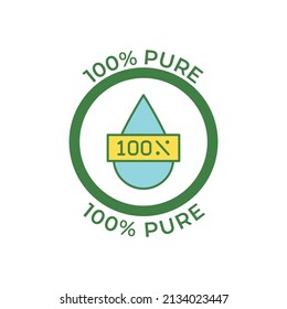 100% Pure Label icon  in color icon, isolated on white background 