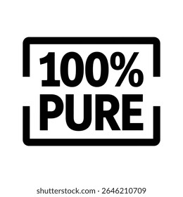 100% Pure Label Stamp Icon Authentic Natural Quality Guarantee Vector