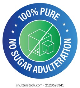'100% pure, no sugar adulteration' vectore icon. sugar free abstract.
