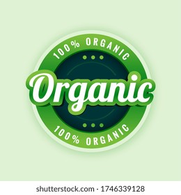 100% pure and organic label or sticker design
