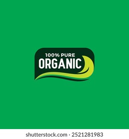 100% Pure Organic Logo. Natural Badge Label Seal Sticker Vector