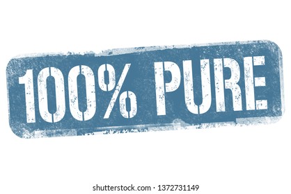 100% pure sign or stamp on white background, vector illustration