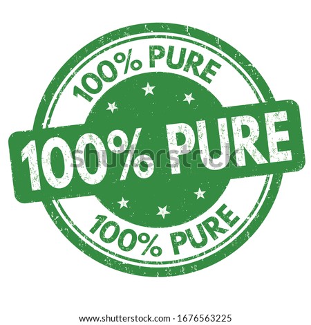 100% pure sign or stamp on white background, vector illustration