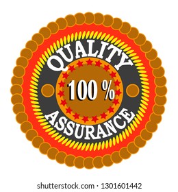 100% quality assurance. Medal with stars and coins isolated on white background