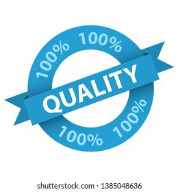 100% QUALITY blue origami-style marketing stamp