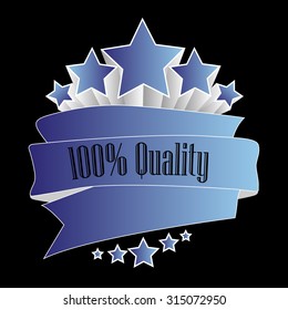 100% quality button dark blue on black background