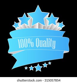 100% quality button light blue on black background