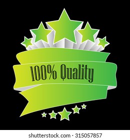 100% quality button light green on black background