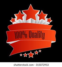 100% quality button red on black background