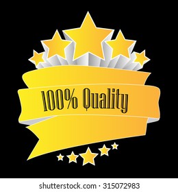 100% quality button yellow on black background