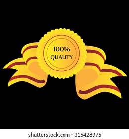 100% quality button yellow on black background