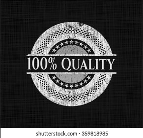 100% Quality chalk emblem written on a blackboard