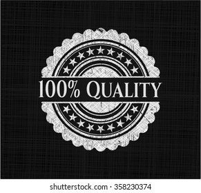 100% Quality chalkboard emblem written on a blackboard