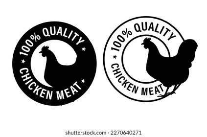 100% quality chicken meat vector icon with chicken symbol