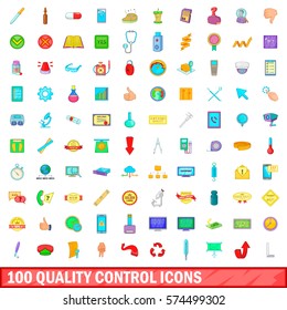 100 quality control icons set in cartoon style for any design vector illustration