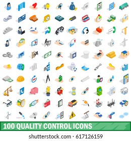 100 quality control icons set in isometric 3d style for any design vector illustration