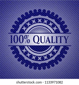 100% Quality emblem with denim texture