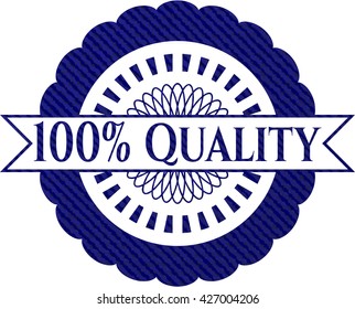 100% Qualitätszeichen mit Denimstruktur