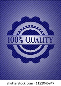 100% Quality emblem with jean background