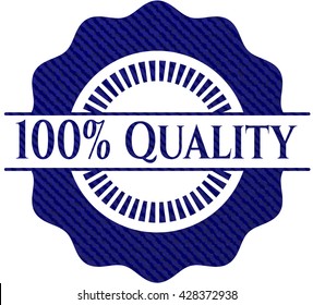 100% Quality emblem with jean background