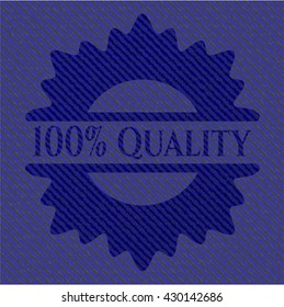 100% emblema de calidad con fondo jean