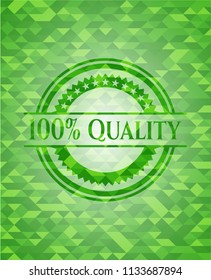 100% Quality green emblem. Mosaic background