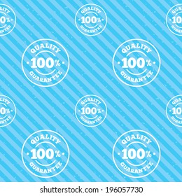 100% quality guarantee sign icon. Premium quality symbol. Seamless diagonal lines texture. Blue grunge texture background. Vector
