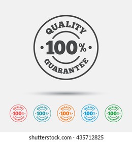 100% quality guarantee sign icon. Premium quality symbol. Graphic element on white background. Colour clean flat quality icons. Vector