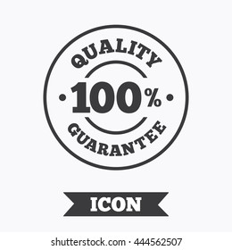 100% quality guarantee sign icon. Premium quality symbol. Graphic design element. Flat quality symbol on white background. Vector