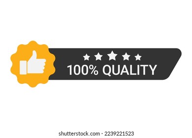 100 etiquetas de calidad con cinco estrellas y pulgares hacia arriba