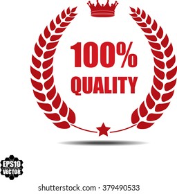 100% quality, Label, Sticker or Icon Isolated on White Background.Vector