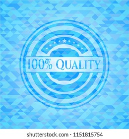 100% Quality light blue emblem with triangle mosaic background