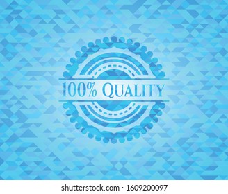 100% Quality light blue emblem with triangle mosaic background