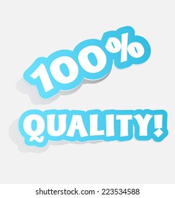 100% quality price tags blue stickers with shadow 3d label. vector illustration