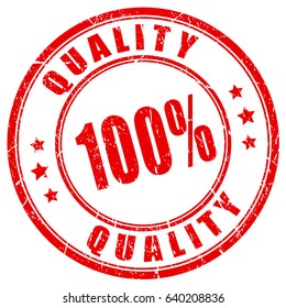 100 quality red rubber vector business stamp on white background