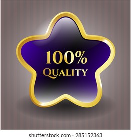 Emblema brillante de calidad al 100%