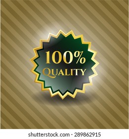 Emblema brillante de calidad al 100%